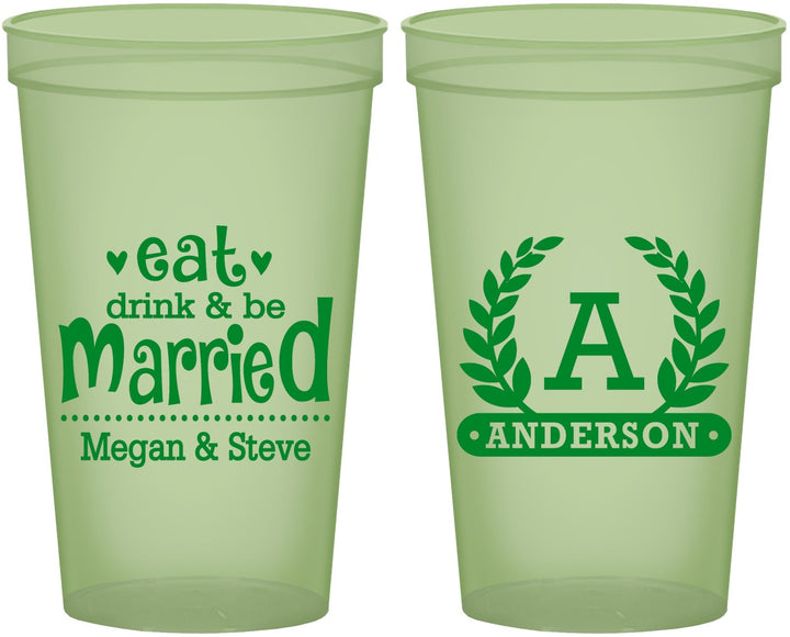 Custom Wedding 22 oz Glow In The Dark Cups - Monogram | 464