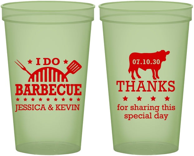 Custom Wedding 22 oz Glow In The Dark Cups - I Do Barbecue Bbq | 468