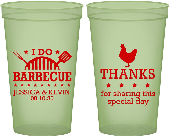 Custom Wedding 22 oz Glow In The Dark Cups - I Do Barbecue Bbq | 469