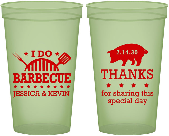 Custom Wedding 22 oz Glow In The Dark Cups - I Do Barbecue Bbq | 470