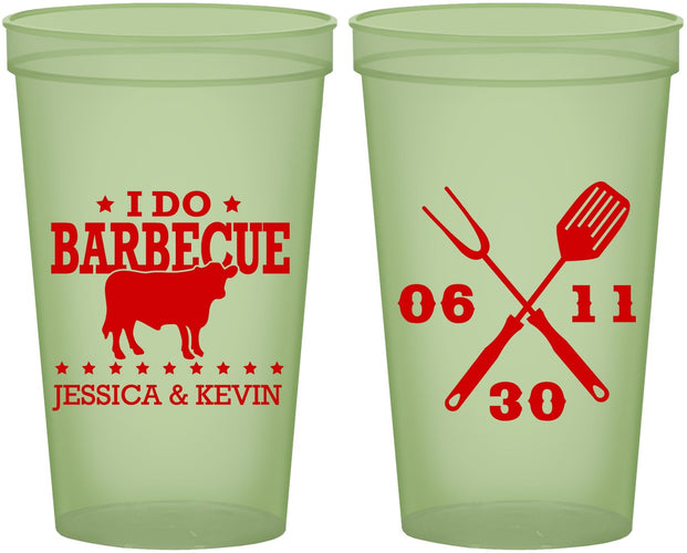 Custom Wedding 22 oz Glow In The Dark Cups - I Do Barbecue Bbq | 471