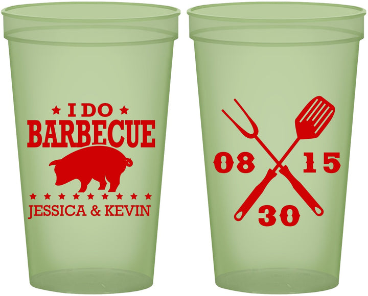 Custom Wedding 22 oz Glow In The Dark Cups - I Do Barbecue Bbq | 473