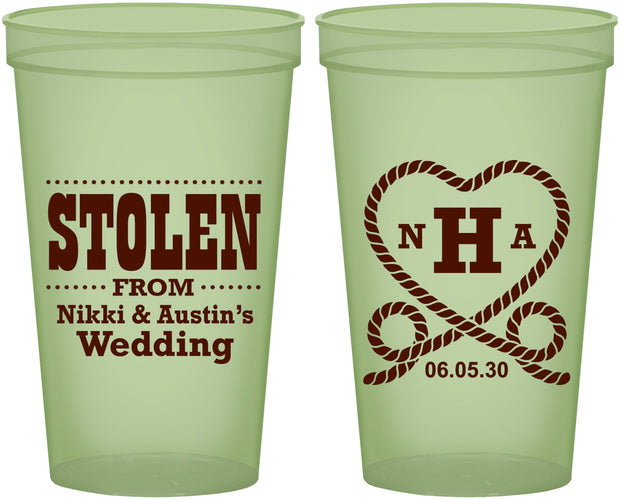 Custom Wedding 22 oz Glow In The Dark Cups - Stolen Monogram | 474