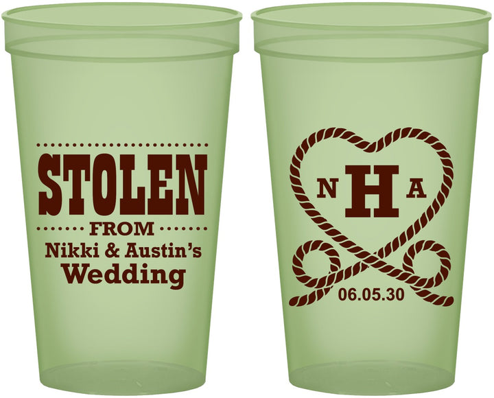 Custom Wedding 22 oz Glow In The Dark Cups - Stolen Monogram | 474