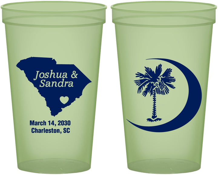 Custom Wedding 22 oz Glow In The Dark Cups - Palmetto Tree | 475