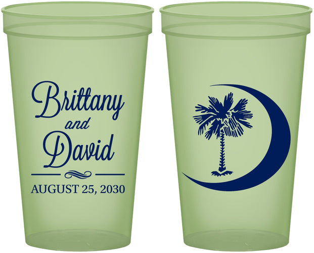Custom Wedding 22 oz Glow In The Dark Cups - Palmetto Tree | 478