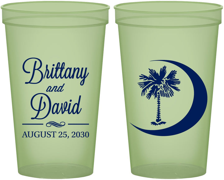 Custom Wedding 22 oz Glow In The Dark Cups - Palmetto Tree | 478