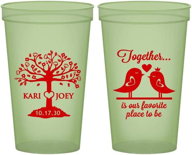 Custom Wedding 22 oz Glow In The Dark Cups - Love Birds | 481