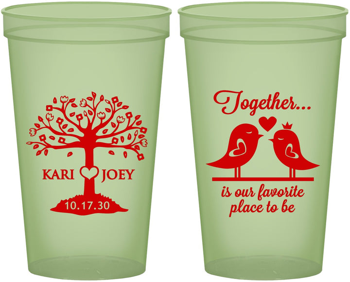 Custom Wedding 22 oz Glow In The Dark Cups - Love Birds | 481