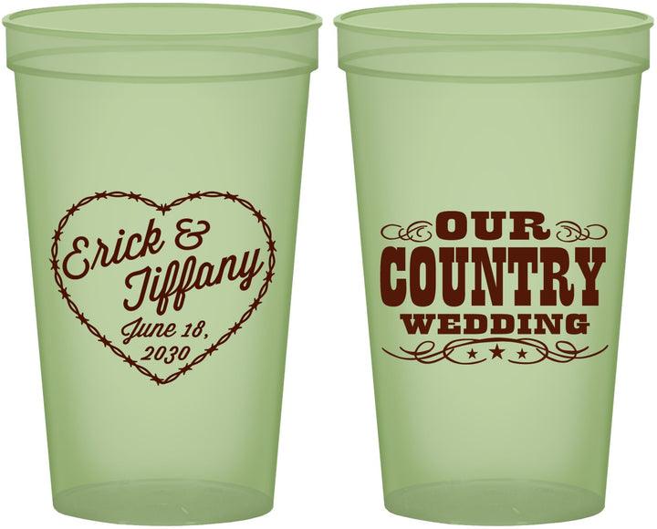 Custom Wedding 22 oz Glow In The Dark Cups - Country Wedding | 484