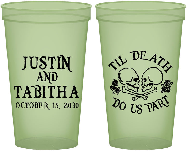 Custom Wedding 22 oz Glow In The Dark Cups - Til Death Do Us Part | 485