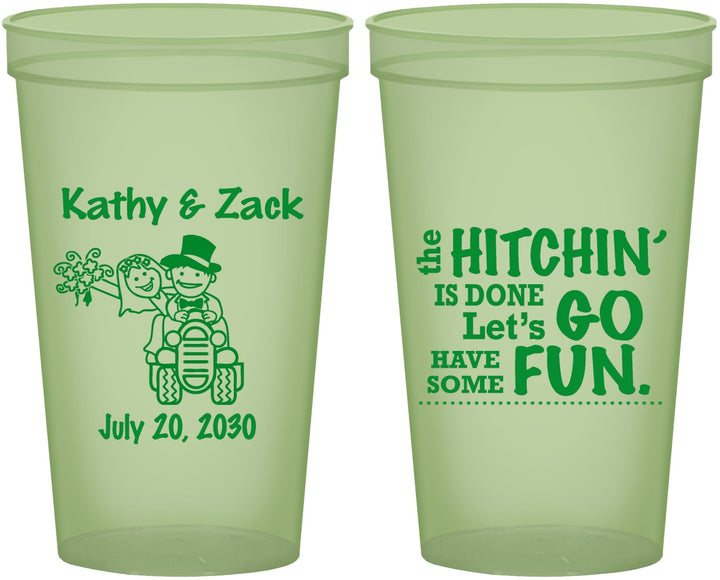 Custom Wedding 22 oz Glow In The Dark Cups - Tractor Hitchin | 489