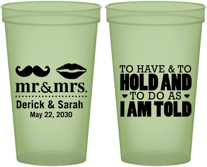 Custom Wedding 22 oz Glow In The Dark Cups - To Have And To Hold | 491