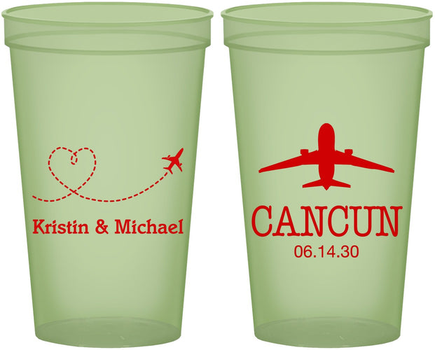 Custom Wedding 22 oz Glow In The Dark Cups - Destination | 492