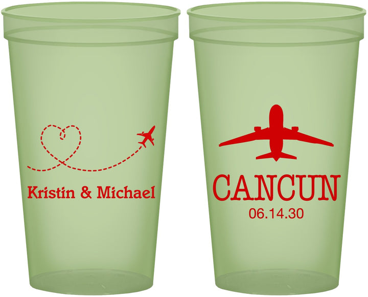 Custom Wedding 22 oz Glow In The Dark Cups - Destination | 492