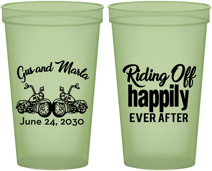 Custom Wedding 22 oz Glow In The Dark Cups - Motorcycle | 493