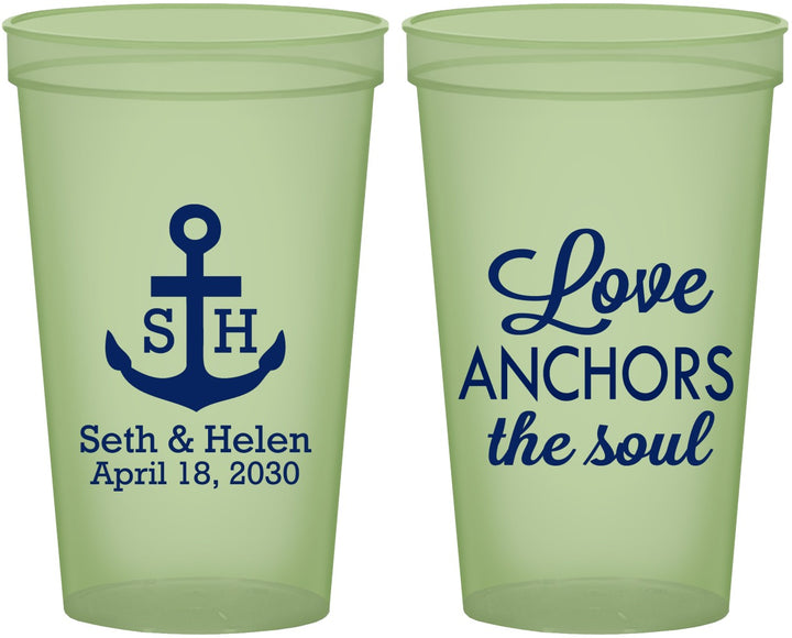 Custom Wedding 22 oz Glow In The Dark Cups - Love Anchors The Soul | 494