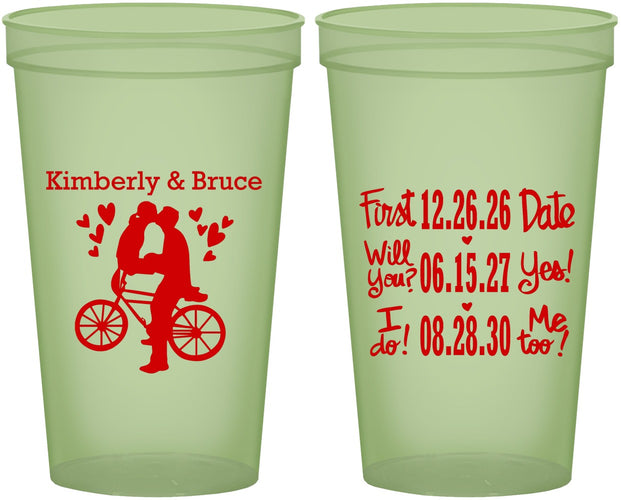 Custom Wedding 22 oz Glow In The Dark Cups - First Date Will You I Do | 497