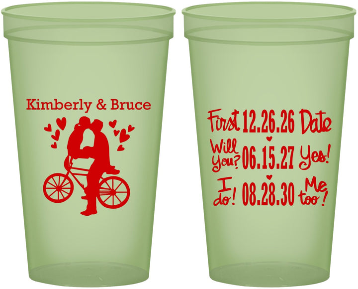 Custom Wedding 22 oz Glow In The Dark Cups - First Date Will You I Do | 497