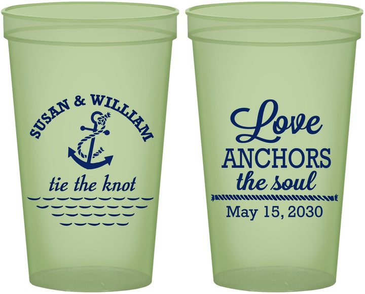 Custom Wedding 22 oz Glow In The Dark Cups - Love Anchors The Soul | 498