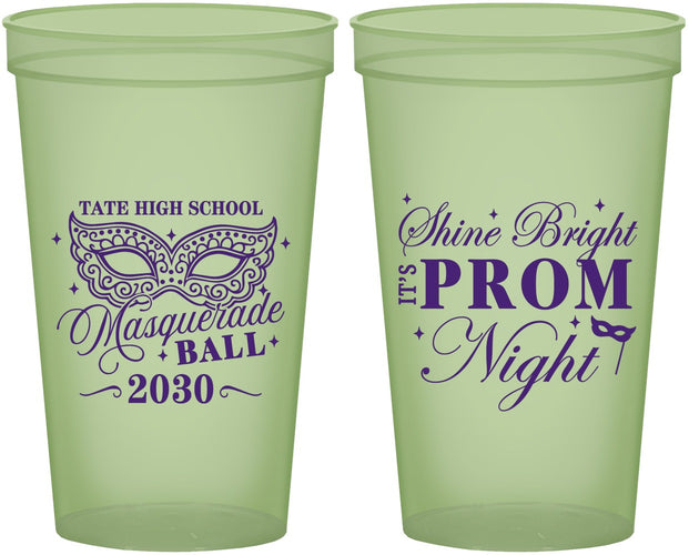 Custom Prom 22 oz Glow In The Dark Cups - Masquerade Ball | 50010