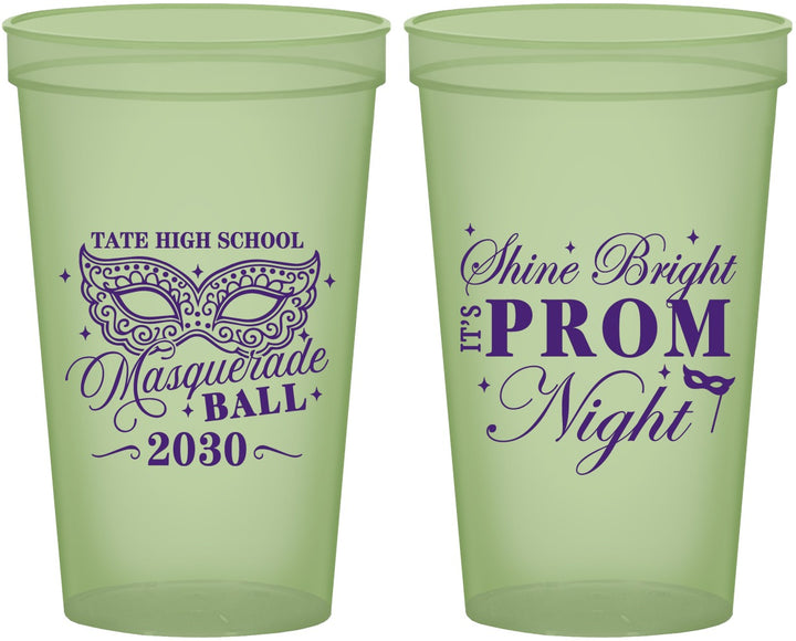 Custom Prom 22 oz Glow In The Dark Cups - Masquerade Ball | 50010