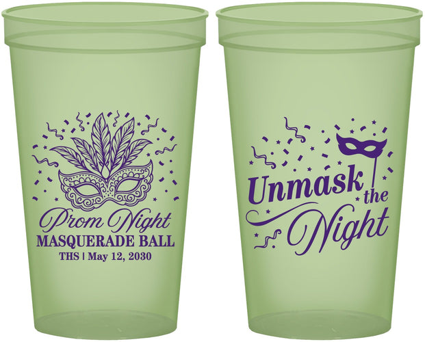 Custom Prom 22 oz Glow In The Dark Cups - Masquerade Ball | 50011
