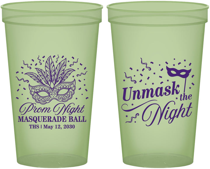 Custom Prom 22 oz Glow In The Dark Cups - Masquerade Ball | 50011