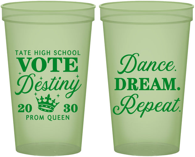 Custom Prom 22 oz Glow In The Dark Cups - Queen Vote | 50016