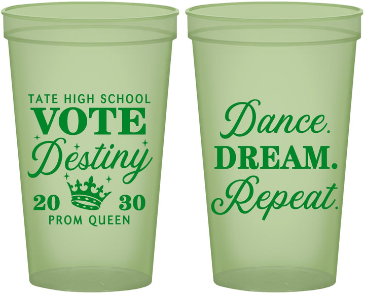Custom Prom 22 oz Glow In The Dark Cups - Queen Vote | 50016