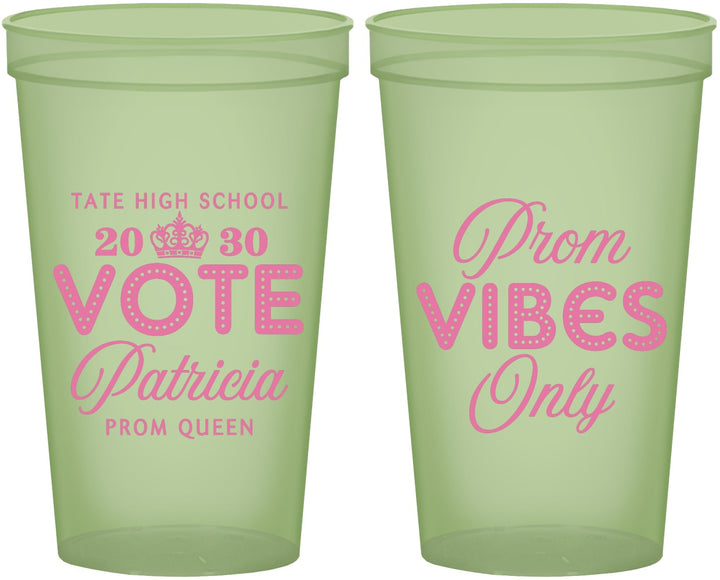 Custom Prom 22 oz Glow In The Dark Cups - Queen Vote | 50017