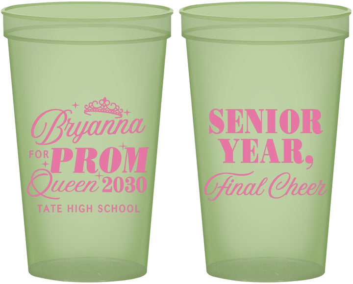 Custom Prom 22 oz Glow In The Dark Cups - Queen Vote | 50018