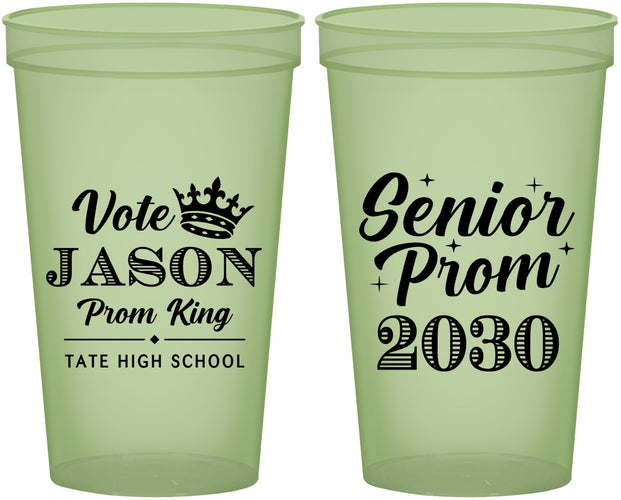 Custom Prom 22 oz Glow In The Dark Cups - King Vote | 50019