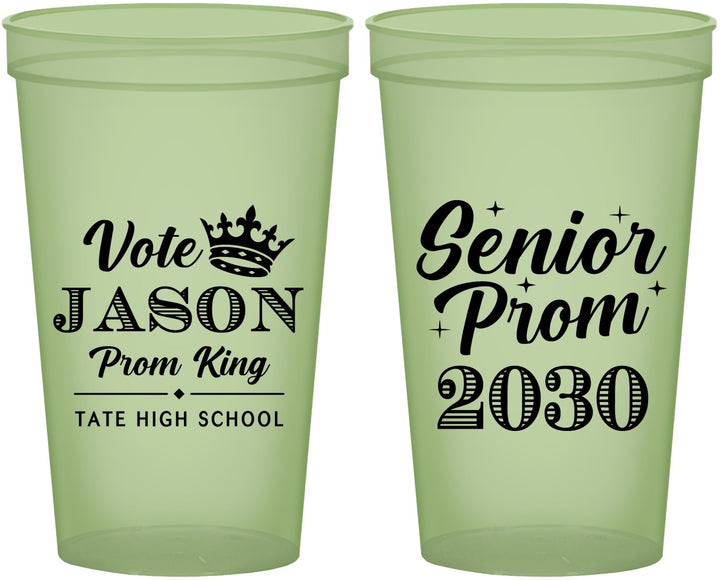 Custom Prom 22 oz Glow In The Dark Cups - King Vote | 50019