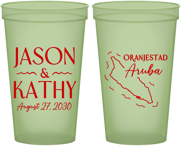 Custom Wedding 22 oz Glow In The Dark Cups - Aruba | 504