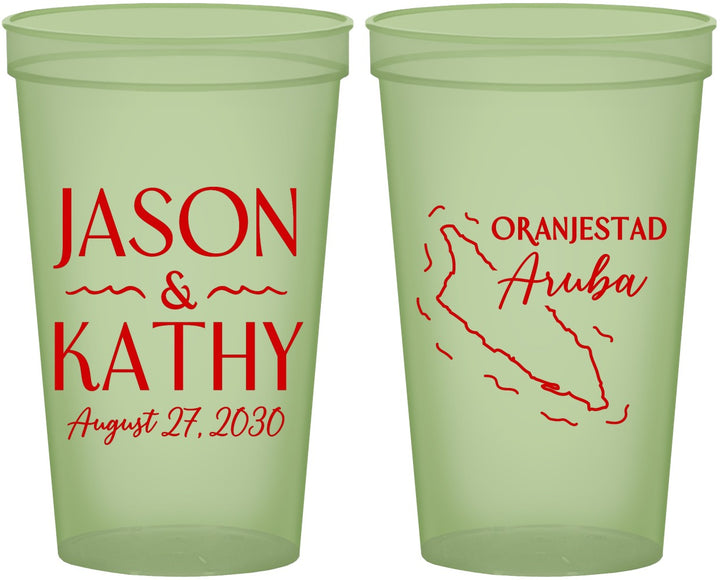 Custom Wedding 22 oz Glow In The Dark Cups - Aruba | 504