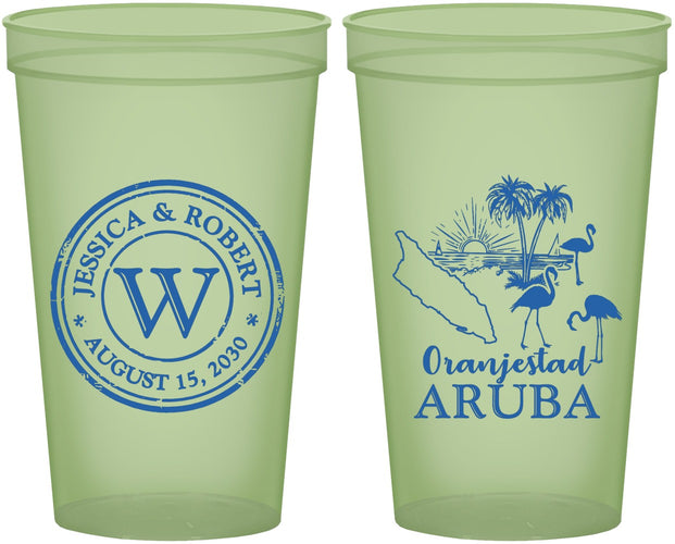 Custom Wedding 22 oz Glow In The Dark Cups - Aruba | 505