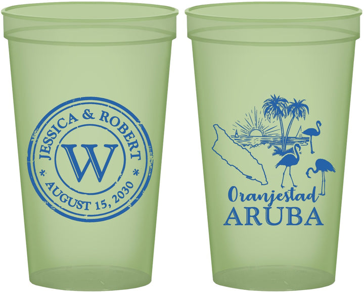 Custom Wedding 22 oz Glow In The Dark Cups - Aruba | 505