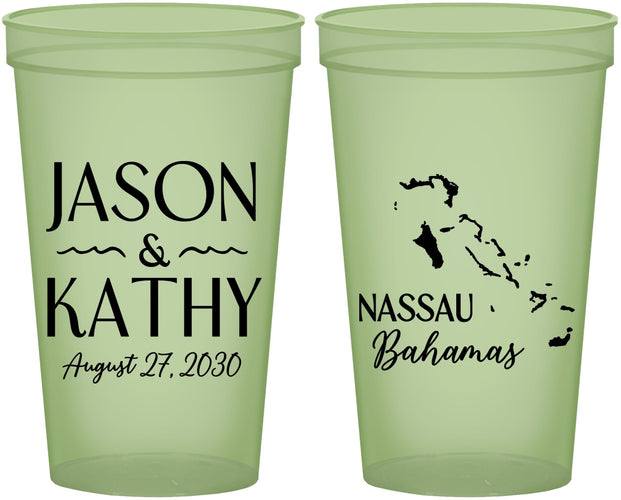 Custom Wedding 22 oz Glow In The Dark Cups - Bahamas | 506