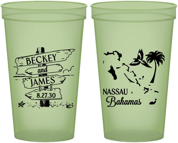 Custom Wedding 22 oz Glow In The Dark Cups - Bahamas | 507