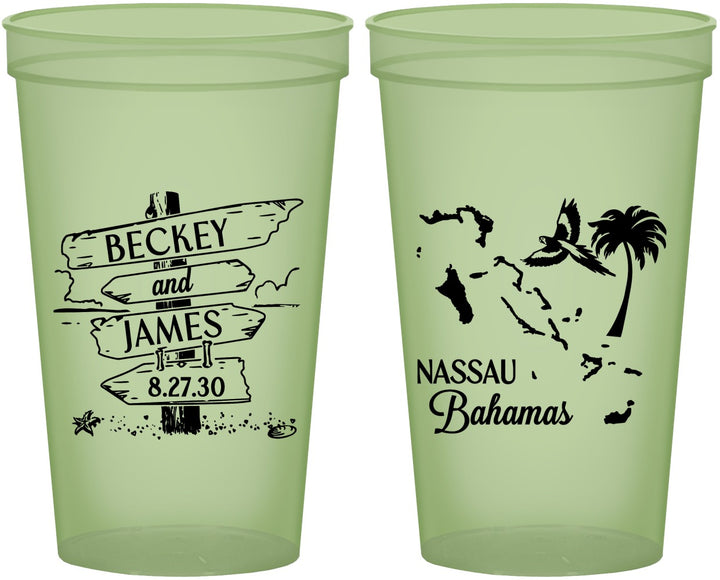 Custom Wedding 22 oz Glow In The Dark Cups - Bahamas | 507