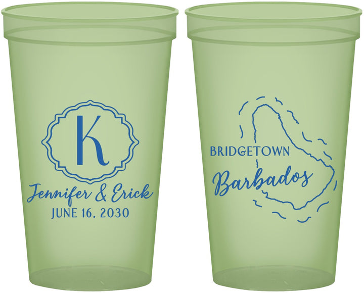 Custom Wedding 22 oz Glow In The Dark Cups - Barbados | 508