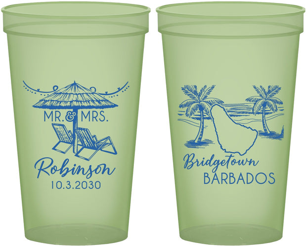 Custom Wedding 22 oz Glow In The Dark Cups - Barbados | 509