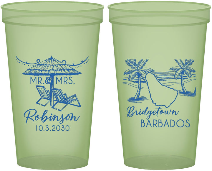 Custom Wedding 22 oz Glow In The Dark Cups - Barbados | 509