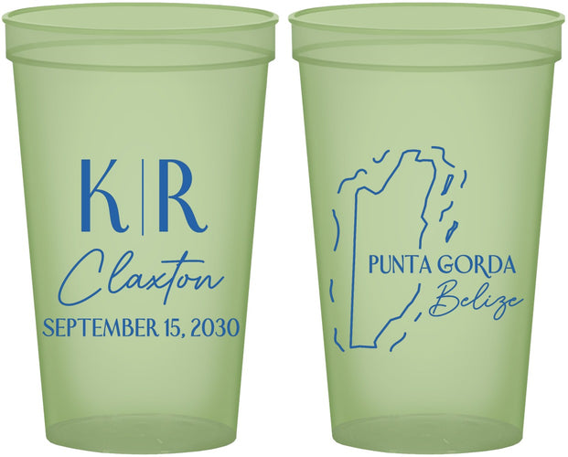 Custom Wedding 22 oz Glow In The Dark Cups - Belize | 510