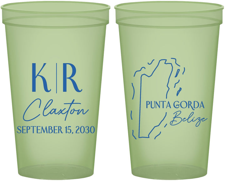 Custom Wedding 22 oz Glow In The Dark Cups - Belize | 510