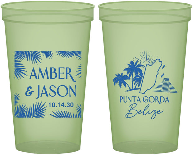 Custom Wedding 22 oz Glow In The Dark Cups - Belize | 511