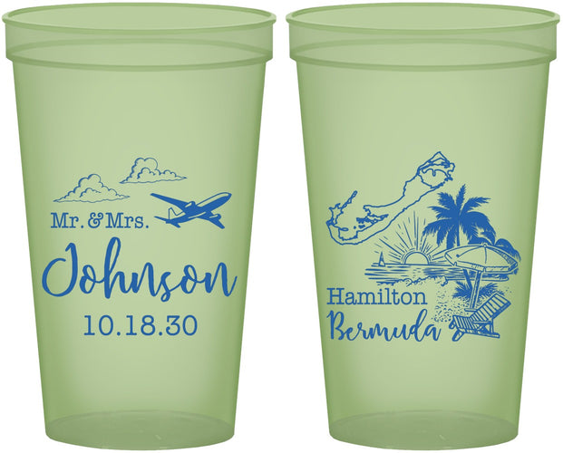 Custom Wedding 22 oz Glow In The Dark Cups - Bermuda | 513