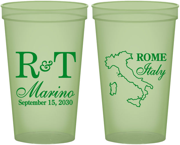Custom Wedding 22 oz Glow In The Dark Cups - Italy | 514
