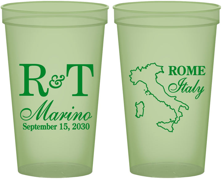 Custom Wedding 22 oz Glow In The Dark Cups - Italy | 514